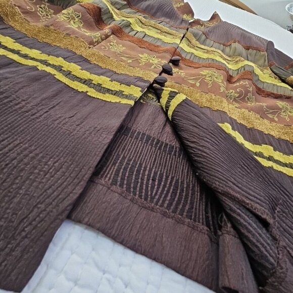 Danny & Nicole Jacket Women's Size 16P Boho Brown Long Sleeve Button Up Blazer - Picture 2 of 12